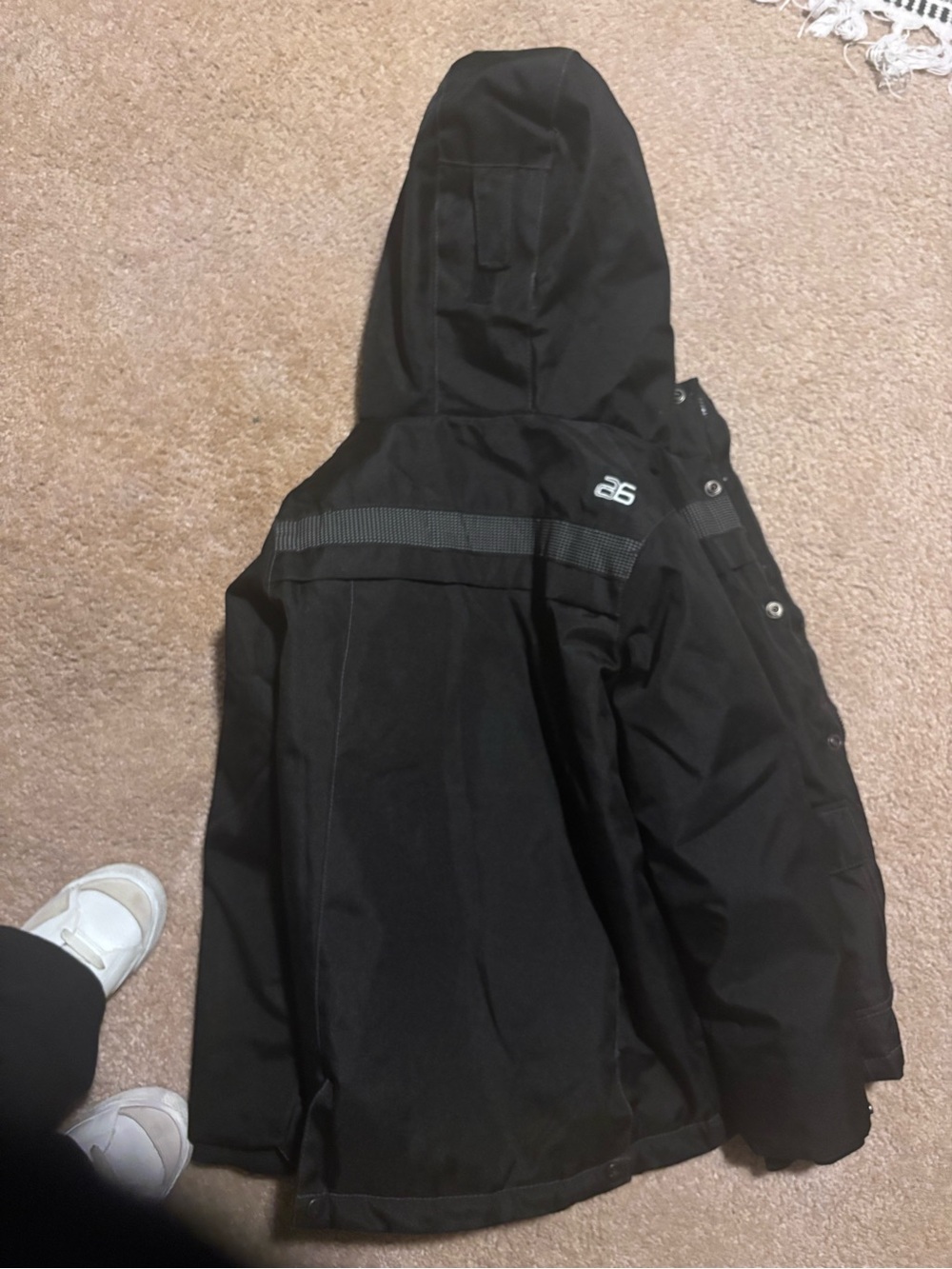 Arctix Black Hooded Kids Puffer Jacket with Reflective Band